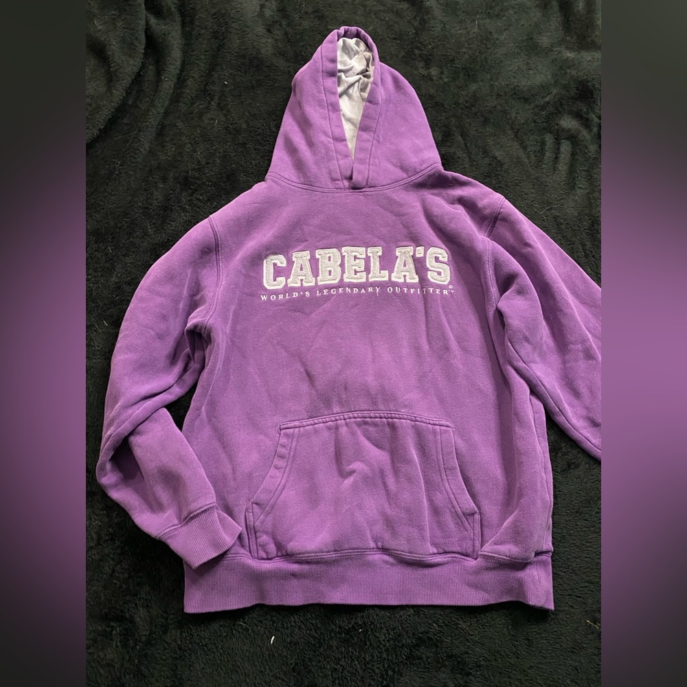 Worn Purple Cabela’s sweatshirt (youth large)- YL